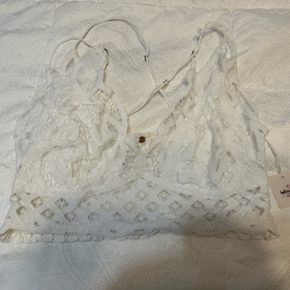 NWT FREE PEOPLE ADELLA BRALETTE WHITE LARGE